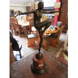 Bronze figure on marble base - Art Deco lady