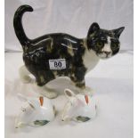 Winstanley cat together with Villeroy & Boch mouse cruet set