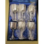 Set of six cased goblets