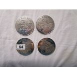 4 M & B silver plated coasters