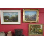 3 oil paintings - Hunting theme by Tom Ellis