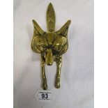 Brass fox door knocker