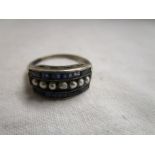 Sapphire and seed pearl ring