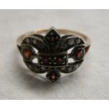 Gold garnet & diamond set ring