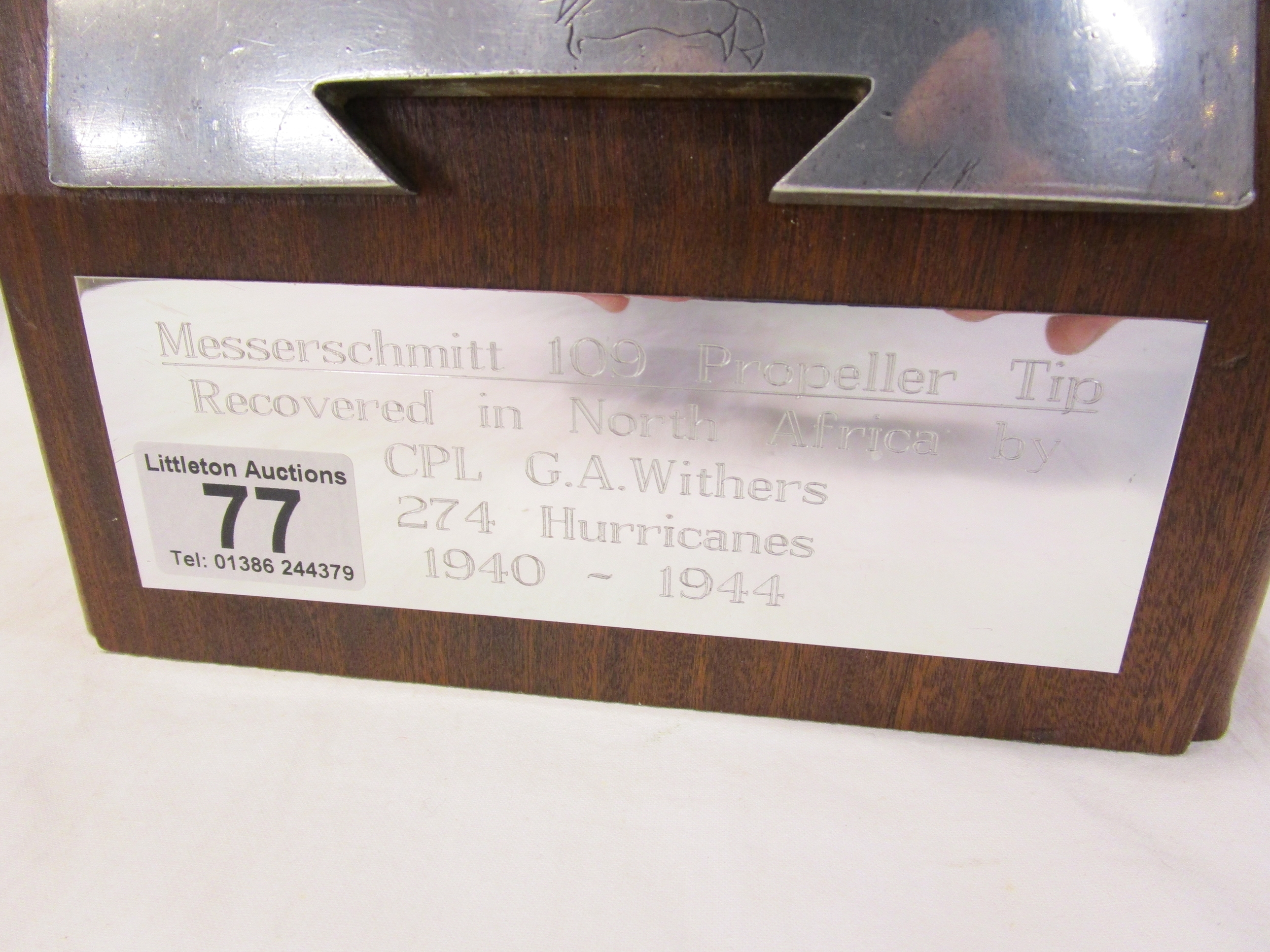 Messerschmitt propeller tip along with medals and provenance - Image 6 of 14