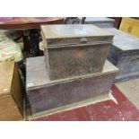 Wooden & metal trunk containing woodworking planes