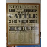 Cattle market advertising poster in frame