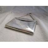 Silver card purse on chain