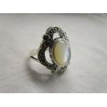 Silver and marcasite stone set ring