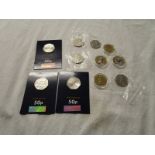 Collection of 50p coins to include gilt enamelled examples
