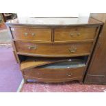 Mahogany bow front chest of drawers A/F