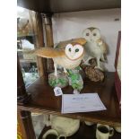 2 owl figures, 1 by Danbury Mint