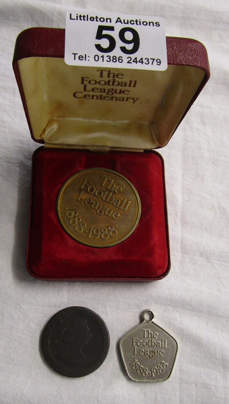 2 centenary football league medals and George I coin