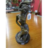 Bronze Art Deco lady figure on marble plinth - H: 33cm