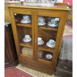 Glass front mid century medical cabinet - H: 118cm W: 72cm D: 33cm