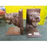 Pair of Eastern carved lion book ends
