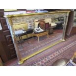 Very large bevelled glass overmantle mirror - 115cm x 207cm