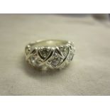 Silver stone set ring