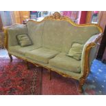 French gilt 3 seater sofa - Approx 206cm wide