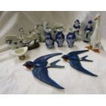 Collection of Continental ceramics to include blue & white