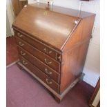 Georgian oak bureau - H: 104cm W: 98cm D: 57cm