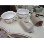 2 chamber pots & 2 early hot water bottles