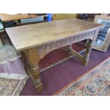 Antique carved oak centre table - L: 122cm W: 60cm H: 75cm