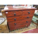 Decorated pine chest of 2 over 3 drawers - H: 98cm W: 98cm D: 45cm