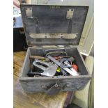 Wooden box and contents of tools