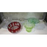 Collection of glass to include marble ashtray