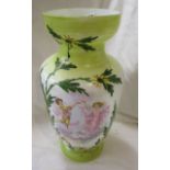 Painted milk glass vase - H: 27cm