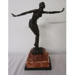 Bronze Art Deco lady figure - H: 48cm