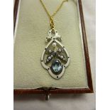 Enamel & pearl pendant on chain