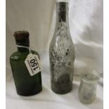 3 pieces of glass dug up locally to include early Gordons gin bottle and Evesham bottle