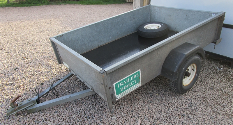 Galvanised trailer with spare wheel and working electrics - Interior measurements 182cm x 122cm