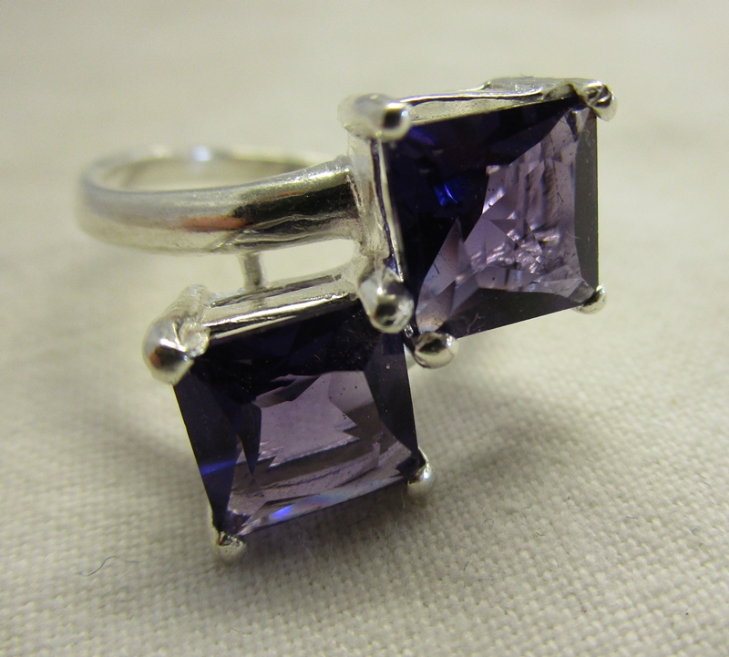 Silver set amethyst ring