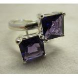 Silver set amethyst ring