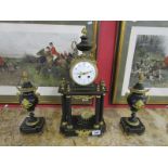 French ormolu mounted clock garniture - H: 50cm