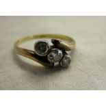 18ct gold 3 stone diamond twist ring