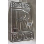 Polished aluminium Rolls Royce sign - H: 16.5cm x W: 29cm