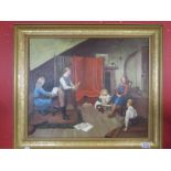 Oil on board - Family scene