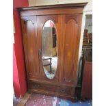 Edwardian inlaid wardrobe - H: 204cm W: 129cm D: 52cm