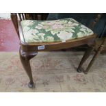 Victorian mahogany piano stool on cabriole legs