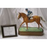 Royal Worcester figurine - Grundy and Pat Eddery modelled after Doris Lindner on plinth with