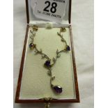 Amethyst & diamond necklace