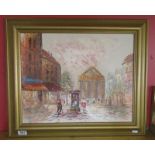 Oil on board street scene