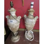 Pair of marble lamps - Approx height 50cm