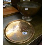 Copper bowl marked Rhodesia and plate