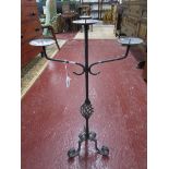 Wrought iron 3 branch candle stand - H: 73cm