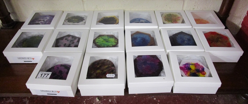 Large collection of hand made acrylic coaster sets - Boxed